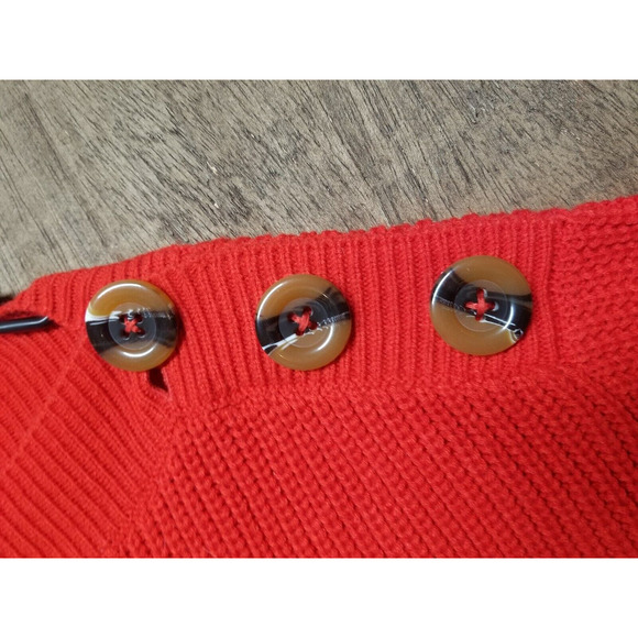 Philosophy Wmns Size M Sweater Long Sleeve Button Detail Oversized Pullover Red - Picture 3 of 8